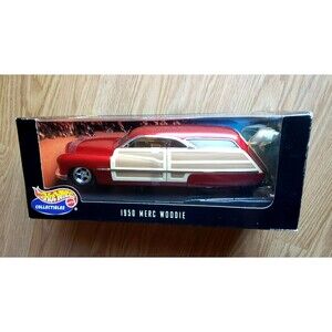 VTG 2000 Hot Wheels COLLECTIBLES 1950 MERC WOODIE RED #26417 1/18 Scale Diecast
